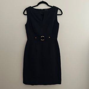 Tahari navy blue sleeveless dress